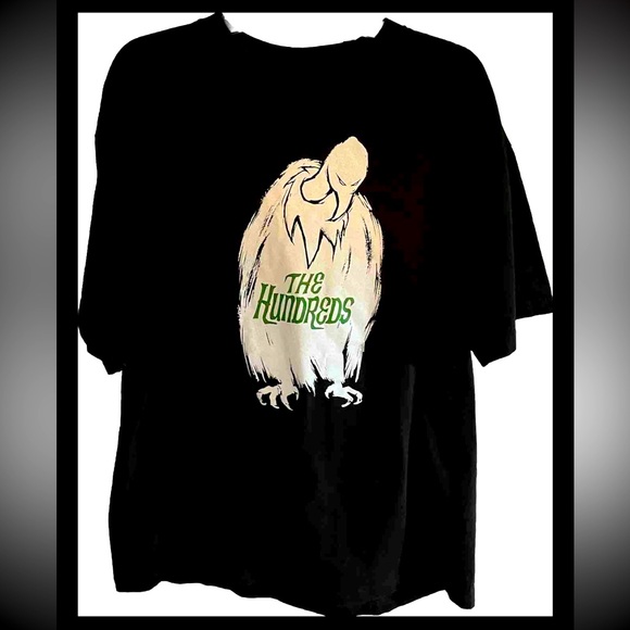 “The Hundreds” BLACK T Shirt XL BIG ugly Scary VULTURE Bird Print Mens Cotton XL - Picture 1 of 10